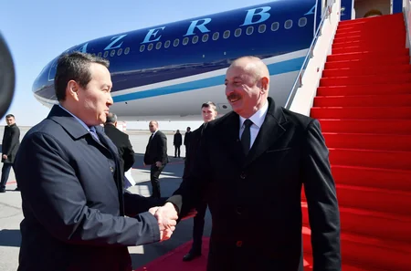 President Ilham Aliyev arrives in Kazakhstan for official visit