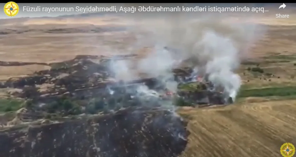 İşğaldan azad olunan ərazilərdə yanğın olub, iki helikopter cəlb olunub