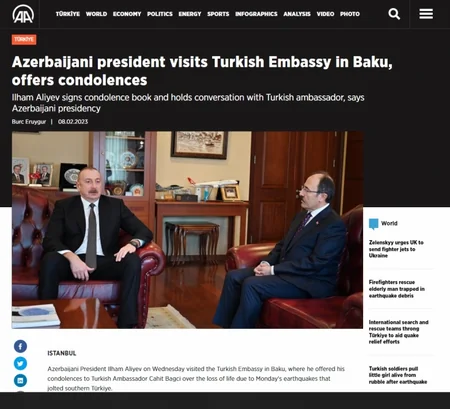 Türkiyə mətbuatı: Azərbaycan xalqı zəlzələdən zərər çəkənlər üçün səfərbər olub