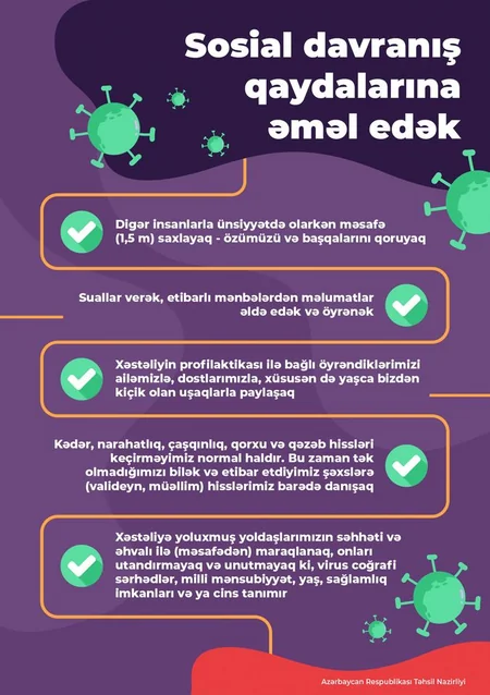 Koronavirus şəraitində məktəblərdə davranış qaydaları hazırlanıb