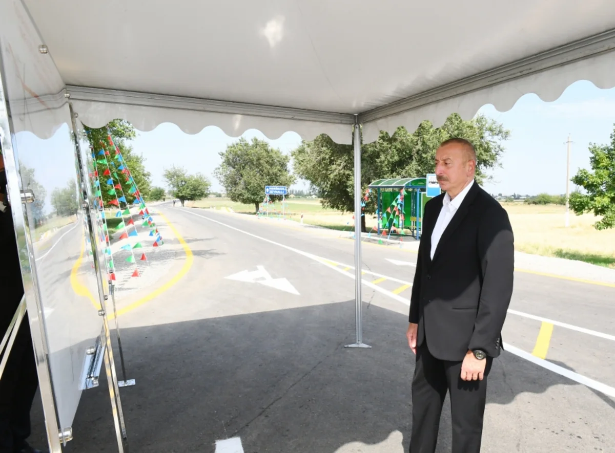 President Ilham Aliyev inaugurates highway in Goranboy