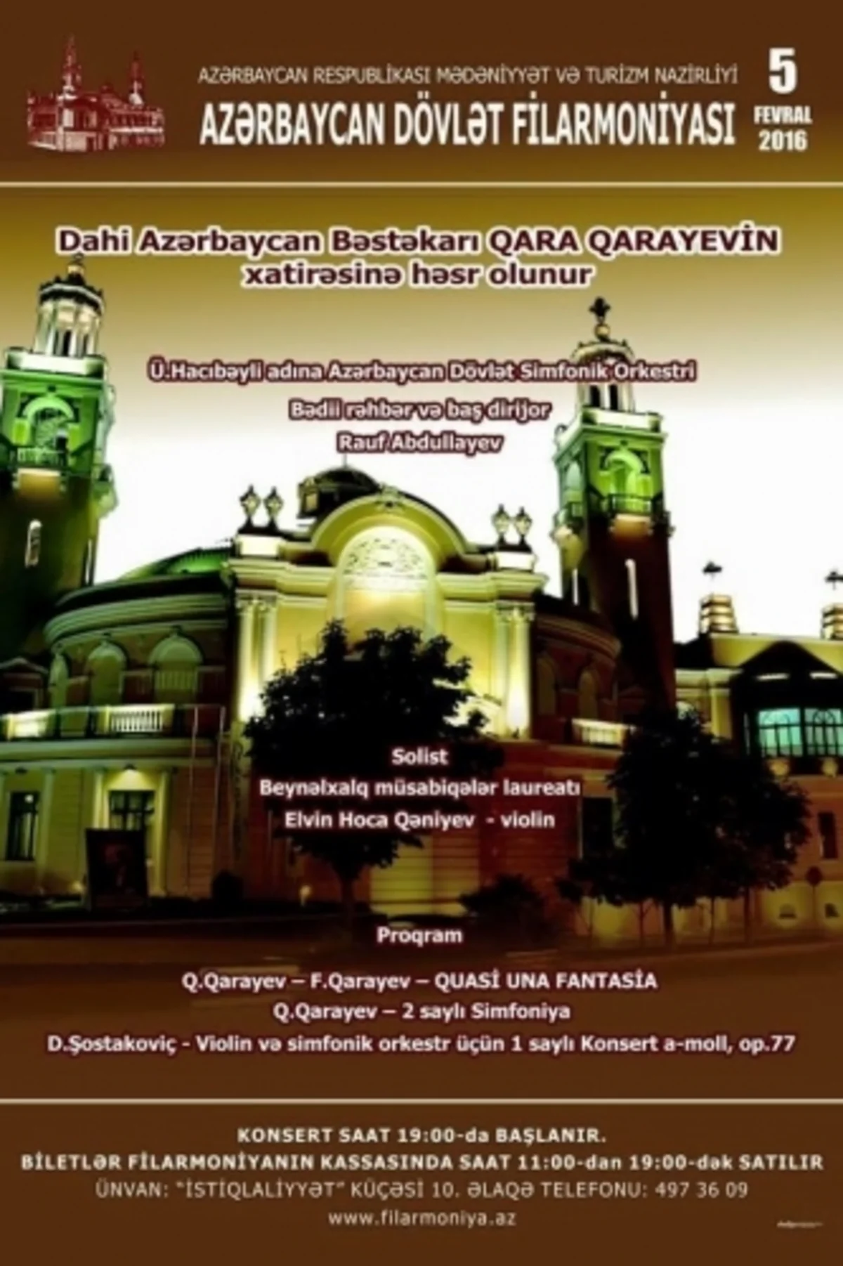 Qara Qarayevin xatirəsinə həsr olunmuş konsert keçiriləcək