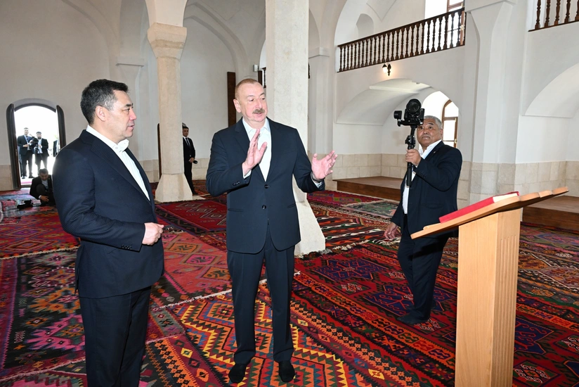 President Ilham Aliyev and President Sadyr Zhaparov attend opening of Aghdam Juma Mosque after restoration