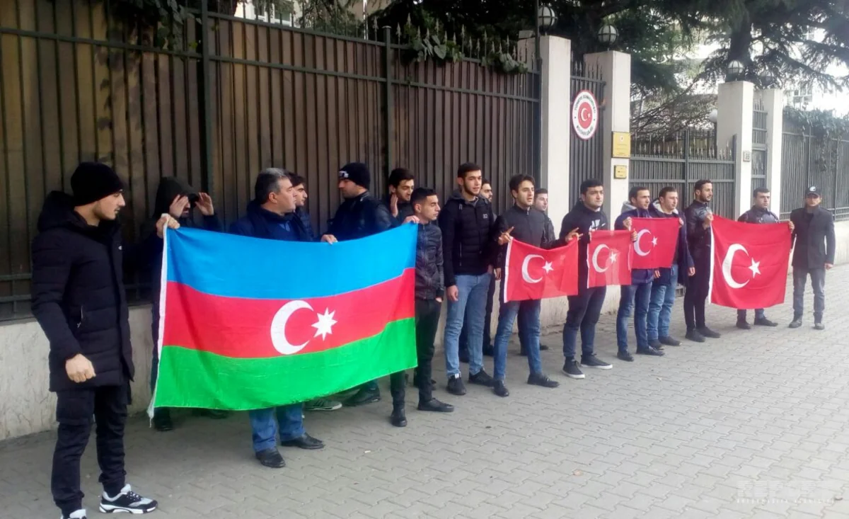В Тбилиси азербайджанские студенты провели акцию в поддержку Турции
