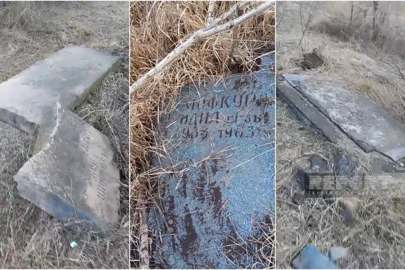 Armenians completely destroy cemetery of Malibayli village
