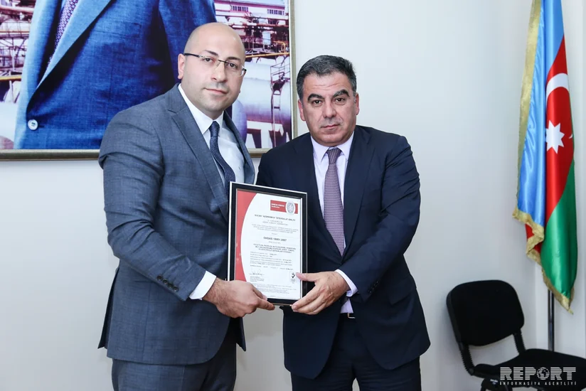 Azərikimya Birliyinə üç idarəetmə sistemi üzrə sertifikatlar təqdim olunub