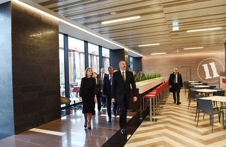 President Ilham Aliyev views Ganja Mall