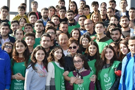 President Ilham Aliyev and first lady Mehriban Aliyeva attended tree-planting campaign in Khatai district, Baku