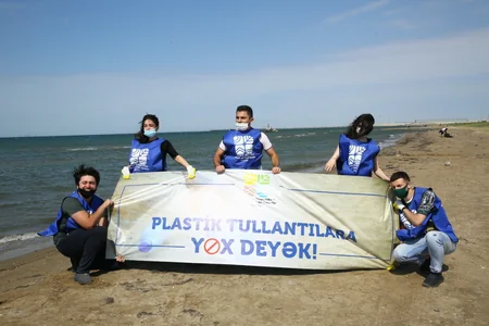 Xəzər dənizinin sahil zolağının təmizlənməsi işləri davam edir