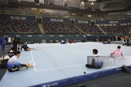 İdman gimnastikası üzrə Azərbaycan millisinin Dünya Kuboku öncəsi açıq məşqi keçirilib