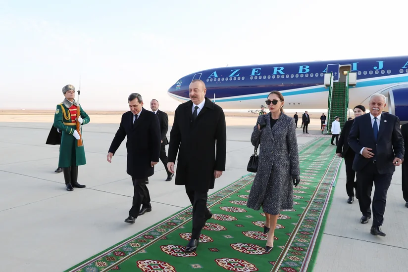 President Ilham Aliyev arrives in Turkmenistan for working visit