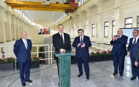 President Ilham Aliyev attended the opening of Shamkirchay water reservoir
