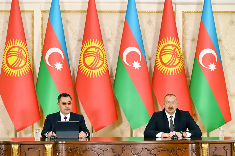 Azerbaijani, Kyrgyz Presidents make statements for press