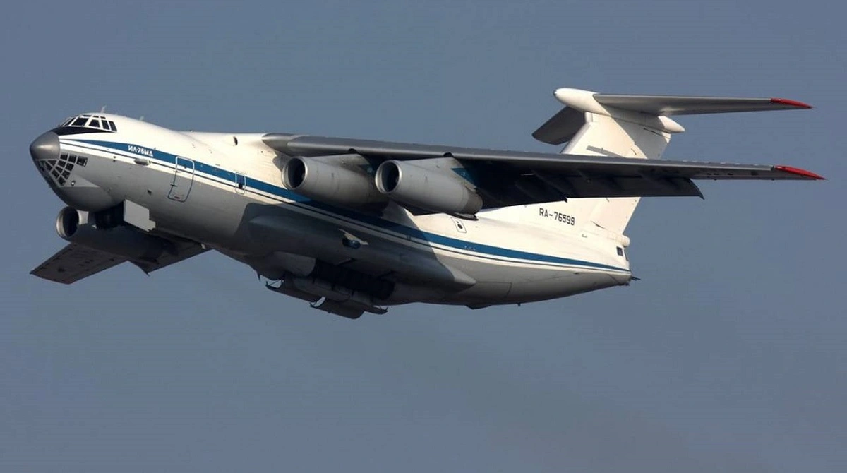 Russian IL-76 military cargo plane with 15 onboard crashes during take off