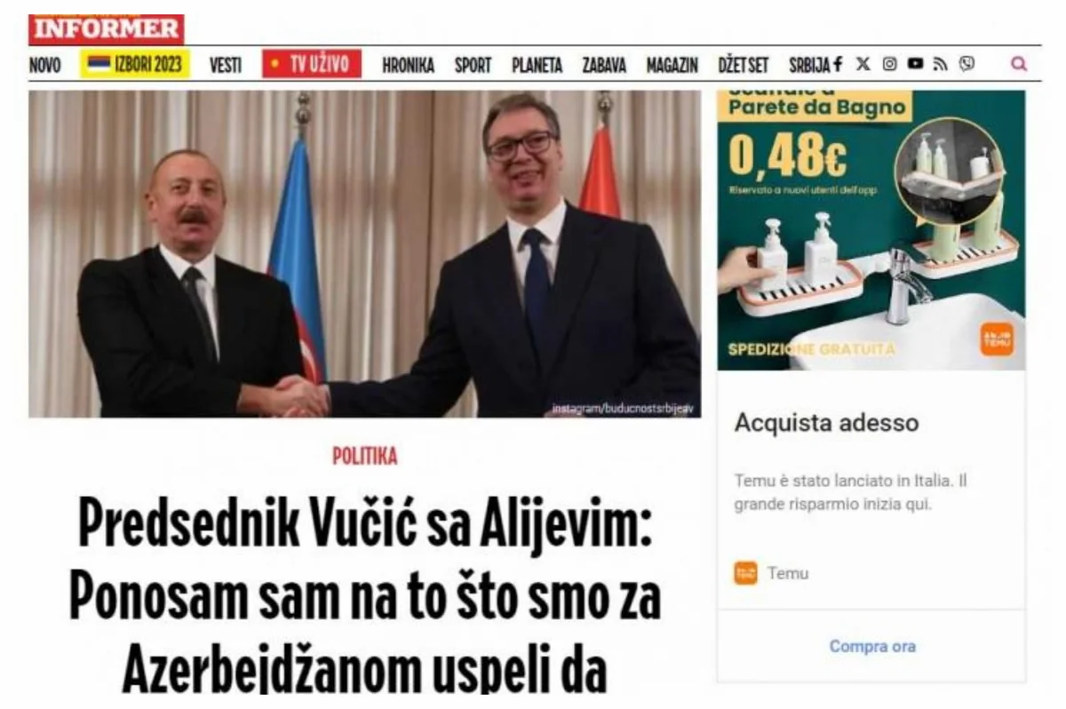 Serbiya mediası Prezident İlham Əliyevin səfərini geniş işıqlandırıb