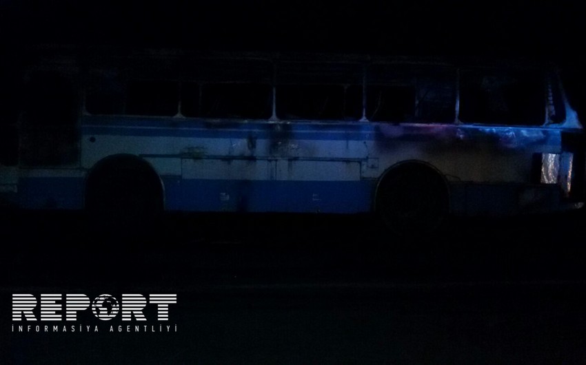 Zaqatalada sərnişin avtobusu yanaraq kül olub - FOTO
