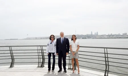 Ilham Aliyev attends the opening of Baku White City boulevard