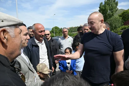 President Ilham Aliyev meets with residents in Lachin