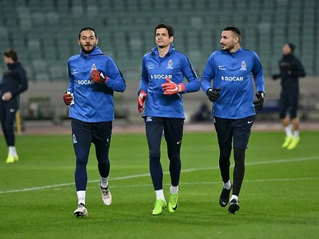 Azərbaycan yığması UEFA Millətlər Liqasındakı oyunlar ərəfəsində Bakı Olimpiya Stadionunda məşqə çıxıb