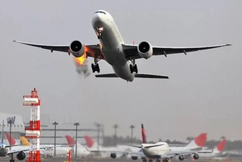 Yaponiyada sərnişin təyyarəsi uçuş zamanı yanmağa başlayıb