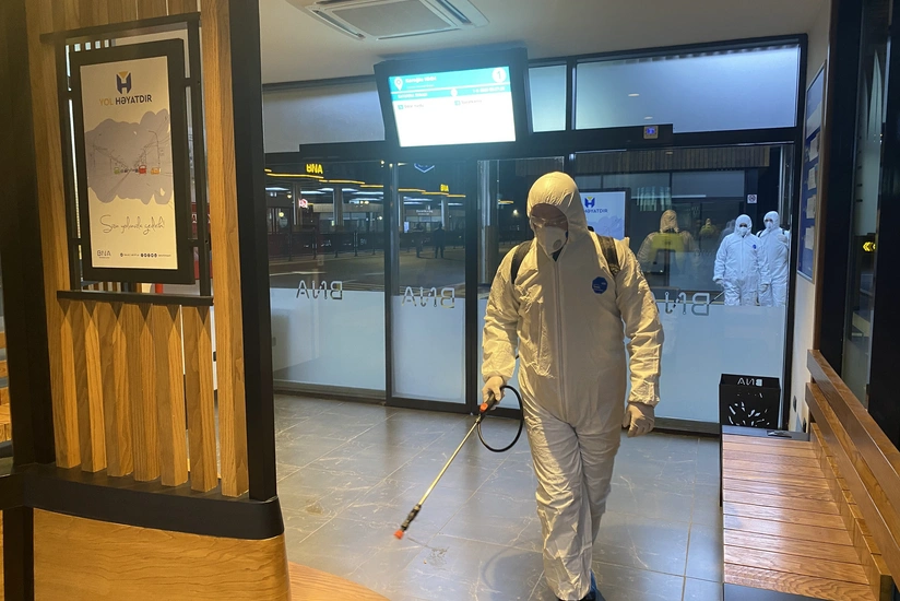 “Koroğlu” Nəqliyyat Mübadilə Mərkəzində dezinfeksiya işləri görülüb