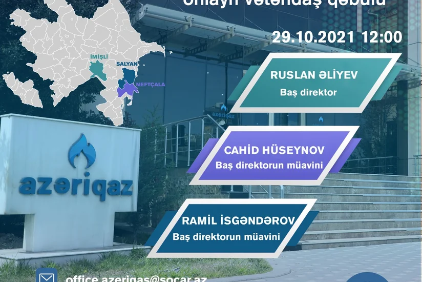 “Azəriqaz” rəhbərliyi onlayn vətəndaş qəbulu keçirəcək