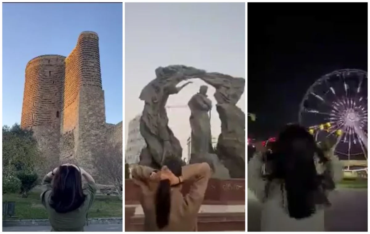 В Баку молодые девушки провели флешмоб в поддержку протестующих в Южном Азербайджане