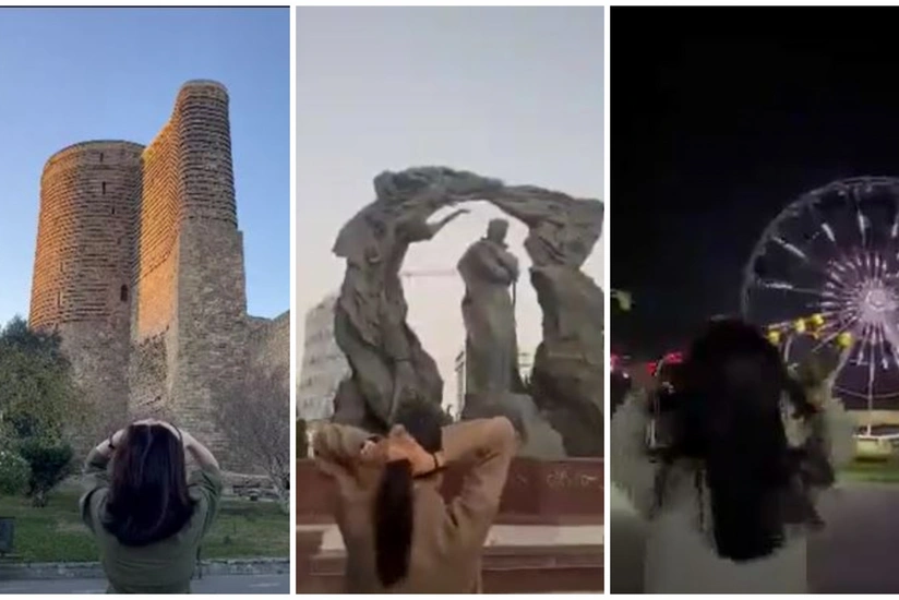 Bakıda gənc qızlar Güney Azərbaycandakı etirazçılara dəstək fləşmobu keçirib