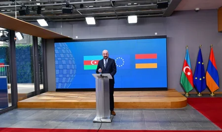 Şarl Mişel Prezident İlham Əliyev və Nikol Paşinyanla görüşdən sonra mətbuata açıqlama verib