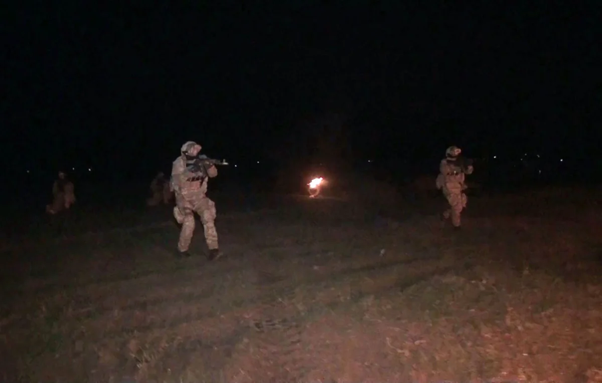Azerbaijan's Special Forces fulfill tasks at nighttime during exercises held in southern region