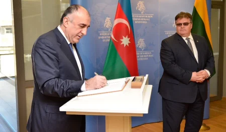 Elmar Məmmədyarov Litvanın xarici işlər naziri Linas Linkeviçius ilə görüşüb