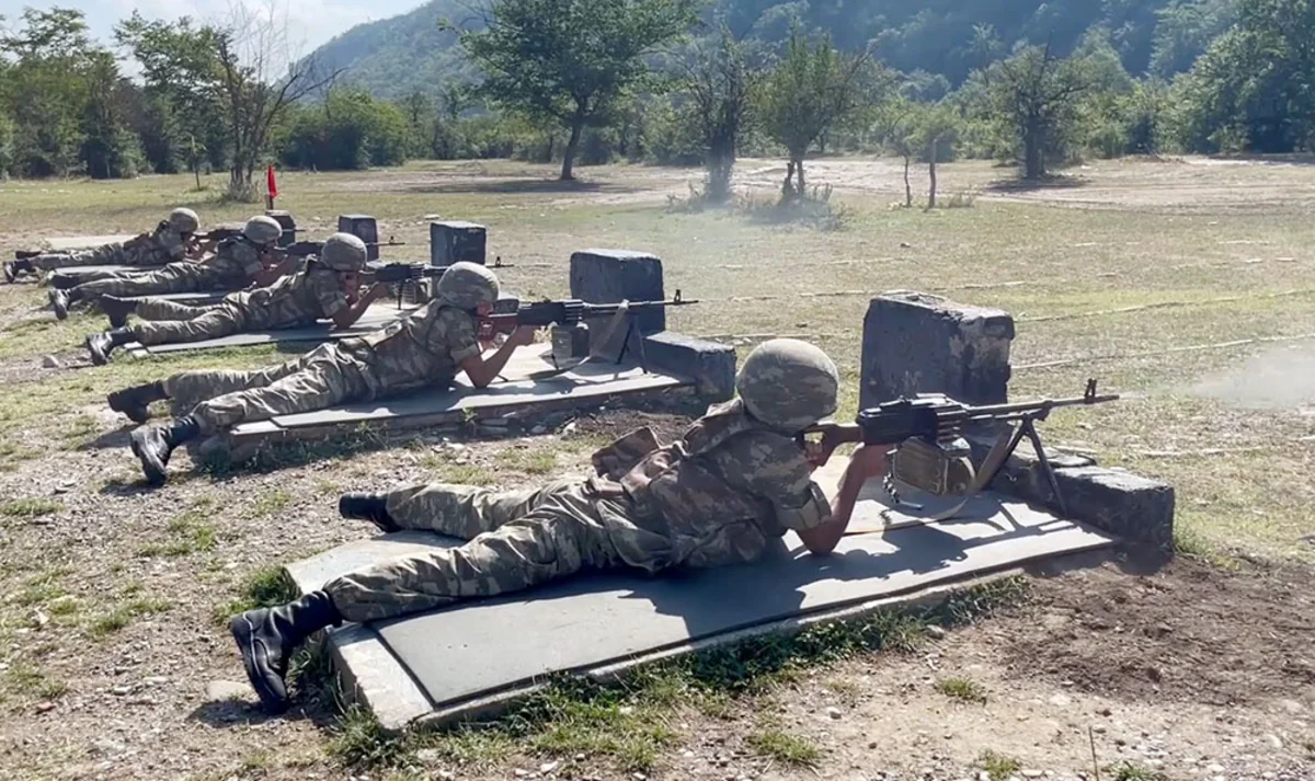 Imaginary enemy targets destroyed during training of military cadets