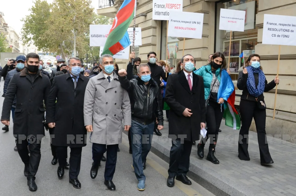 Protest action before French Embassy in Azerbaijan