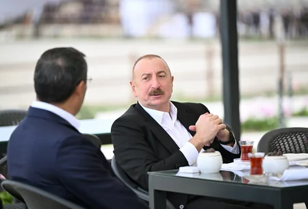 Participants of 17th ECO Summit watch Victory show of Karabakh horses at Aghdam's Imarat Complex