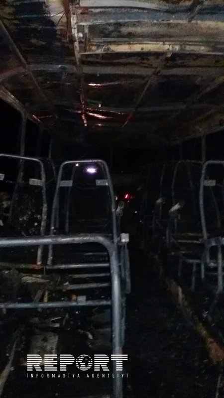 Zaqatalada sərnişin avtobusu yanaraq kül olub - FOTO