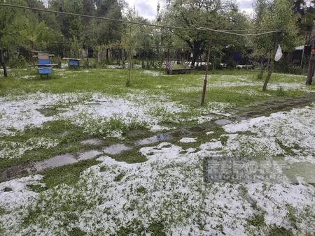 Qaxa dolu yağıb, yağış suları həyətlərə dolub