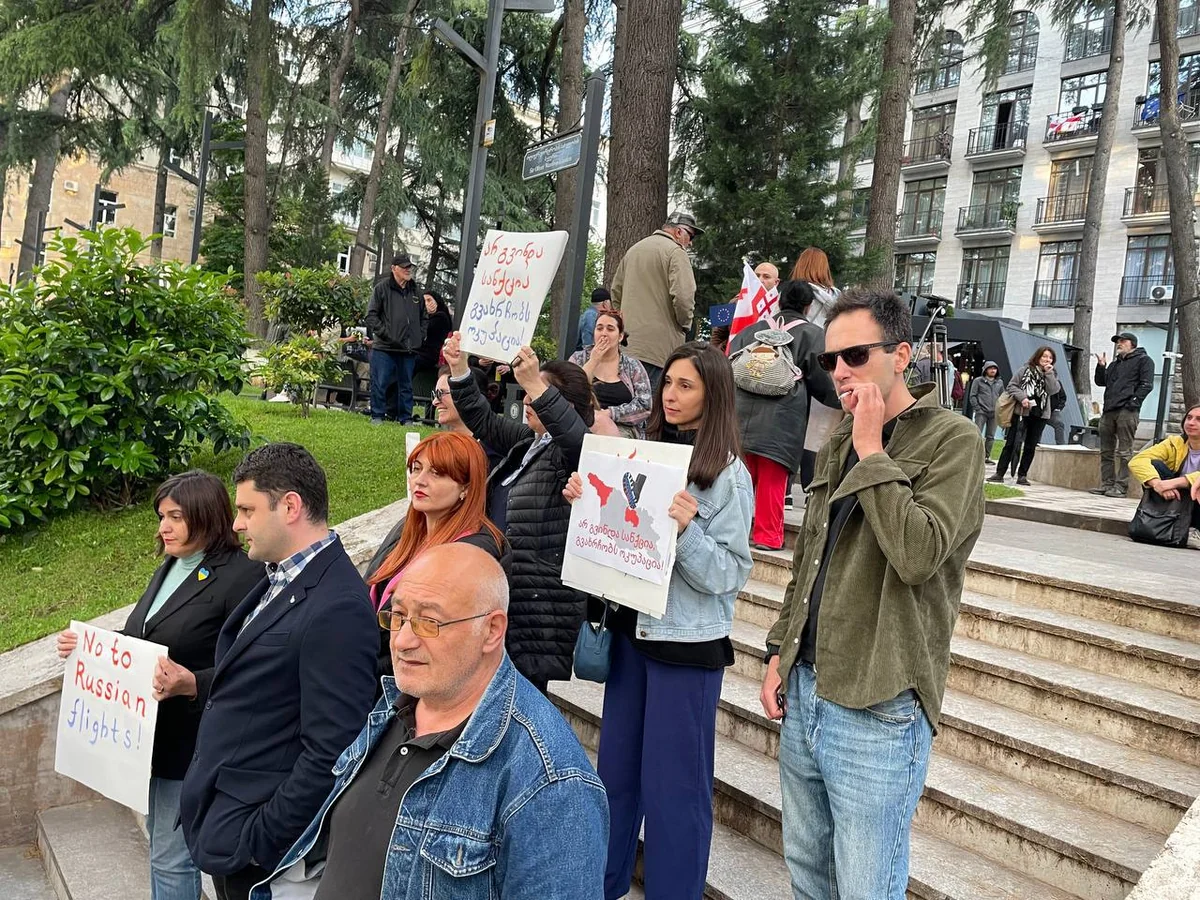 Protests against resumption of direct Georgia-Russia flights start in Tbilisi
