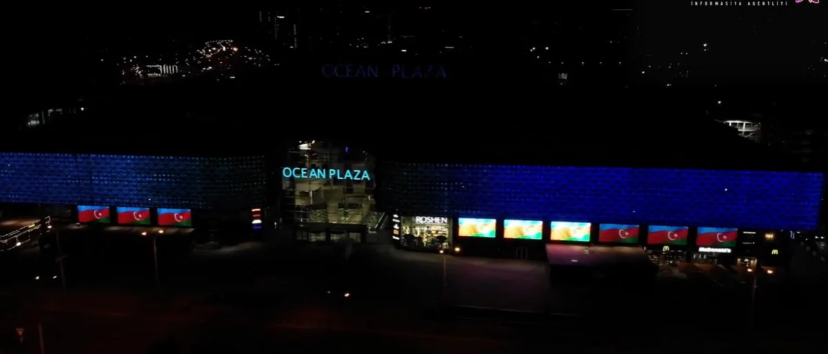 Kyiv's largest shopping mall illuminated with Karabakh is Azerbaijan! slogan