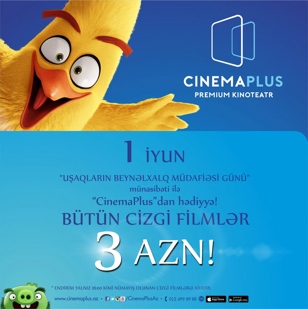 ​Uşaqların Beynəlxalq müdafiəsi günü münasibətilə “CinemaPlus”da xüsusi aksiya keçiriləcək