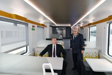 President Ilham Aliyev viewed passenger train to run on Baku-Tbilisi- Kars railway route
