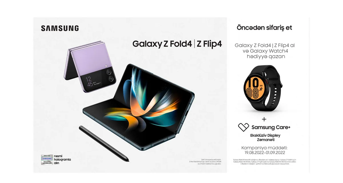 Galaxy Z Fold4 və Galaxy Z Flip4 öncədən sifariş et!
