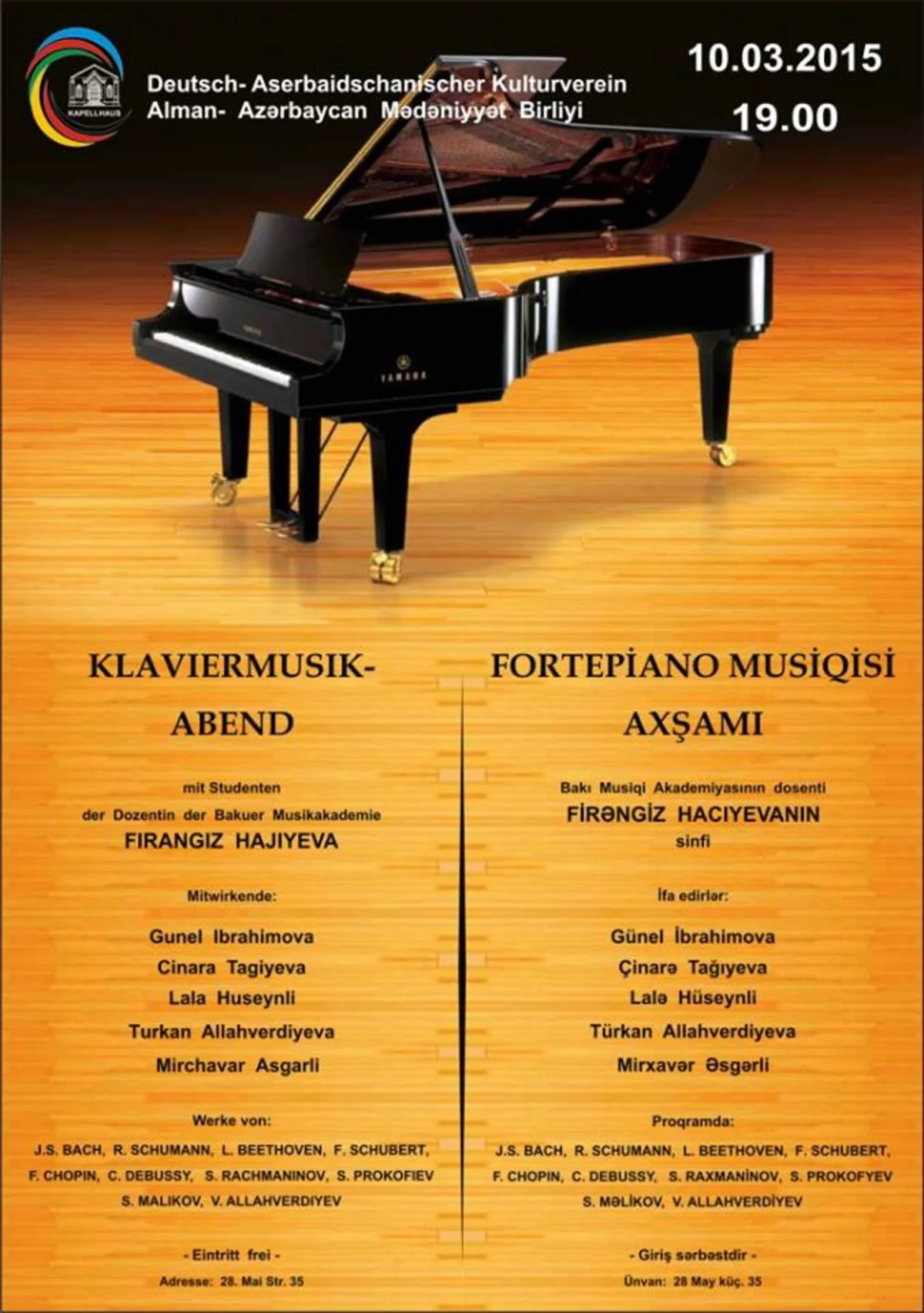 Bakıda fortepiano musiqisi gecəsi keçiriləcək