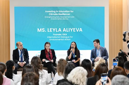 Leyla Aliyeva participates in discussions on youth environmental literacy at COP29