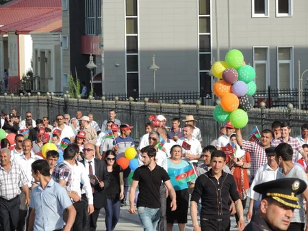 Birinci Avropa Oyunlarının məşəli Azərbaycanın şimal bölgəsinə qədəm basdı - FOTO