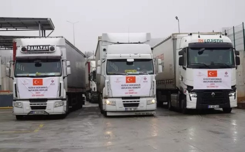 Türkiyənin Suriya üçün göndərəcəyi 75 min ərzaq bağlamasının ilk partiyası yola salınıb