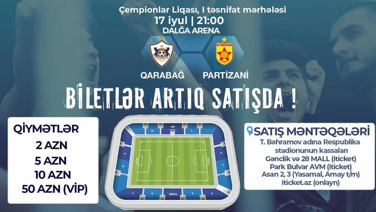 Qarabağ - Partizani matçının biletləri satışa çıxarılıb
