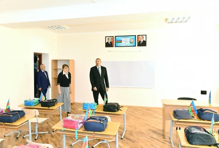 President Ilham Aliyev viewed two schools after major overhaul
