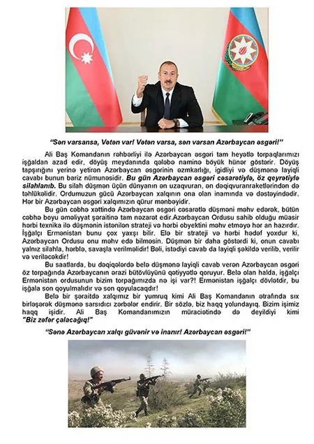 Cəbhə bölgəsində təbliğat-təşviqat işləri əməliyyat şəraitinə uyğun həyata keçirilir
