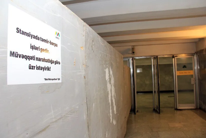 Bakı Metropoliteninin Neftçilər stansiyasının vestibülləri təmir olunur