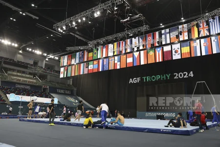 İdman gimnastikası üzrə Azərbaycan millisinin Dünya Kuboku öncəsi açıq məşqi keçirilib